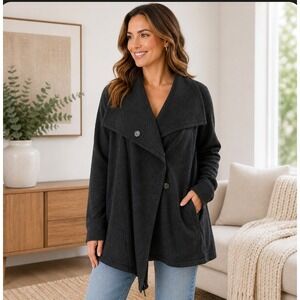 Lululemon‎ Savasana Wrap Women 12 Dark Gray Cardigan Jacket Athleisure Yoga